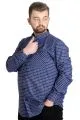 Big Size Men's Plaid Long Sleeved Pocket Shirt 23300 Saxe Blue