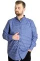 Big Size Men's Plaid Long Sleeved Pocket Shirt 23300 Black-Indıgo