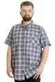 Big Size Mens Shirt Ekose Kısa Kollu 23301 Light Khaki