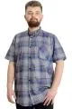 Big Size Mens Shirt Ekose Kısa Kollu 23301 Light Brown