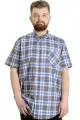 Big Size Mens Shirt Ekose Kısa Kollu 23301 Light Navy Blue