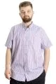 Big Size Mens Shirt Ekose Kısa Kollu 23301 Light Blue