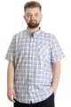 Big Size Mens Shirt Ekose Kısa Kollu 23301 White