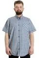 Big Size Mens Shirt Ekose Kısa Kollu 23301 Grey