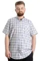 Big Size Mens Shirt Ekose Kısa Kollu 23301 Hardal