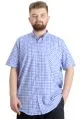 Big Size Mens Shirt Ekose Kısa Kollu 23301 Indigo