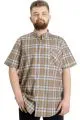 Big Size Mens Shirt Ekose Kısa Kollu 23301 Brown