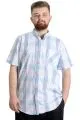 Big Size Mens Shirt Ekose Kısa Kollu 23301 Dark Smoked