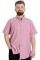 Big Size Mens Shirt Ekose Kısa Kollu 23301 Kırmızı