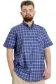 Big Size Mens Shirt Ekose Kısa Kollu 23301 Dark Saks