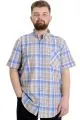 Big Size Mens Shirt Ekose Kısa Kollu 23301 Kum