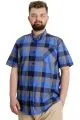 Big Size Mens Shirt Ekose Kısa Kollu 23301 Navy Blue