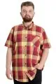 Big Size Mens Shirt Ekose Kısa Kollu 23301 Yellow
