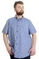 Big Size Mens Shirt Ekose Kısa Kollu 23301 Black