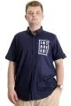 Mens Big Size Gabardinee Shirt INTROVERT 23304 Navy Blue