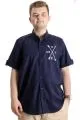 Mens Big Size Gabardinee Shirt HUSTLE 23306 Navy Blue