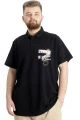 Büyük Beden Erkek T-shirt Polo Parçalı SUMMER 23331 Siyah