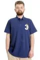 Büyük Beden Erkek T-shirt Polo Yaka THREE 23334 İndigo