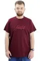 Büyük Beden Erkek T-shirt Bisiklet Yaka UNLIMITED WAFFLE 23398 Bordo