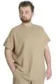 Big Size Mens Crew Neck Basic T-shirt WAFFLE 23401 Beige