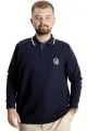 Big Tall Mens Polo Sweatshirt Velvet substitute Horse 23440 Navy Blue