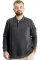 Big Tall Mens Polo Sweatshirt Velvet substitute Horse 23442 Antrasit