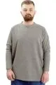 Büyük Beden Erkek Sweatshirt Bisiklet Yaka Uzun Kol WAFFLE 23460 Haki