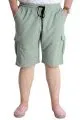 Big Size Mens Short Cargo Pocket WAFFLE 23500 Cagla Greeni