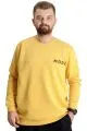 Büyük Beden Erkek Sweatshirt Bisiklet Yaka Mode 23529 Hardal