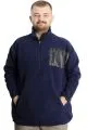 Büyük Beden Erkek Sweat Yarım Fermuarlı Garnili Polar 23552 Lacivert