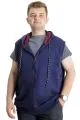 Mens Big Size Vest Kangaroo Pocket Zipper 23620 Indigo