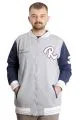 Big Size Mens College Coat Zipper Ceket 23633 Grey Melange