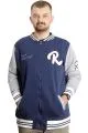 Big Size Mens College Coat Zipper Ceket 23633 Indigo