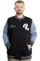 Big Size Mens College Coat Zipper Ceket 23633 Black-Indigo