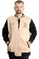 Big Size Mens College Coat Zipper Ceket REPUTATION 23634 Beige