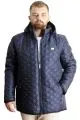 Big Size Mens Hooded Coat quilted 23636 Light Navy Blue