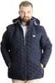 Big Size Mens Quilted Coat Zipper Hooded 23657 Indigo