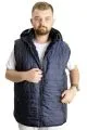 Big Size Mens Vest Hooded quilted 23710 Indigo