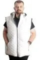 Big Size Mens quilted Vest Hooded 23713 Light Ecru