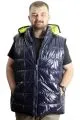 Big Size Mens quilted Vest Hooded 23713 Indigo