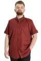 Büyük Beden Erkek Gömlek Gabardin Kısa Kol Tek Cep 23302 Bordo [product_color]