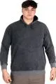 Büyük Beden Erkek Kapüşonlu Sweatshirt Asit Yıkama Interlok U24167 Antramelanj