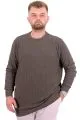 Big Size Mens Crew Neck Triko knitwear 24208 Khaki