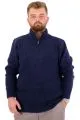 Big Size Mens Triko knitwear Yarım Zipper dog collar 24209 Navy Blue
