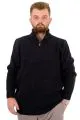Big Size Mens Triko knitwear Yarım Zipper dog collar 24209 Black