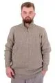 Big Size Mens Triko knitwear Yarım Zipper dog collar 24209 Vizon