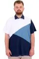 Büyük Beden Erkek T-Shirt Polo Yaka Parçalı 25313 Beyaz