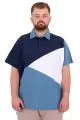 Büyük Beden Erkek T-Shirt Polo Yaka Parçalı 25313 İndigo