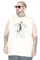 Big Size Boston Tank Tshirt 26011 BEIGE