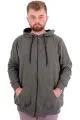 Büyük Beden Erkek Sweatshirt Kapüşonlu Fermuarlı Recycle B24547 Haki